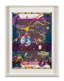 Untitled (purple ribbons and white netting) by Fiona Rae, 2009, Technique mixte sur papier archive, sold Jun 2026