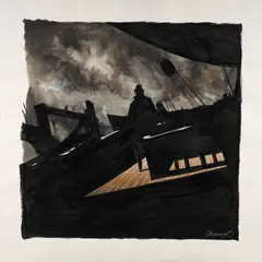 Moby Dick by Christophe Chabouté, Technique mixte sur papier pour une illustration représentant le capitaine Achab. Signé, réalisé en 2016. «, sold Jun 2026