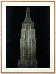 New York-sur-Loire by Nicolas de Crécy, Encre de Chine, aquarelle et gouache pour une illustration destinée à ce recueil publié en 2013 aux éditions Casterman. , sold Jun 2026