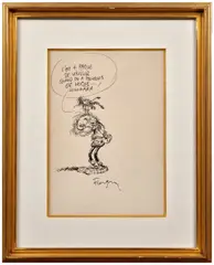 Un palmipède désobligeant by André Franquin, Feutre sur papier pour une illustration représentant Gaston Lagaffe et la mouette rieuse avec quelques années de plus. S, sold Jun 2026