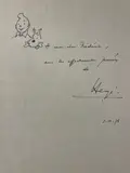 Les Aventures de Tintin by Hergé, Casterman, 1975. Dos carré rouge imprimé, 2e plat B42. Album enrichi d’un dessin représentant Tintin et Milou en buste. , sold Jun 2026