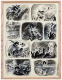 Pinocchio by Vincent Paronnaud, Technique mixte sur papier pour une planche de cet album publié en 2008 aux éditions des Requins marteaux. Signé. Encadr, sold Jun 2026