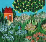 Couple in a sea of flowers by Bengt Elde, 1970, Oil painting, sold Sep 2026