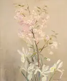 Still life with apple branch and lily by Gerda Höglund, Oil painting, sold Sep 2026