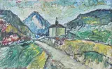 Landscape with houses by Arvid Nilsson, OIL PAINTING, sold Sep 2026