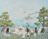 Vaxholm boat by Bert Håge Häverö, Colour lithograph, sold Sep 2026