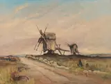Windmills by Oidentifierad Konstnär, Oil painting, sold Sep 2026