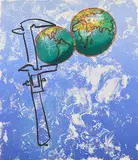 Globe by Oscar Reutersvärd, Colour lithograph, sold Sep 2026