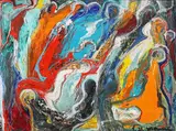 Figures by Helmut Mantel, Oil painting, sold Sep 2026