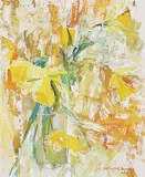 Daffodils by Britta Elmitslöf Dejmo, 1957, oil painting, sold Aug 2026