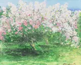 Flowering fruit trees by Oidentifierad Konstnär, Oil painting, sold Aug 2026