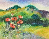 Poppies by Stieg Jönsson, Oil painting, sold Aug 2026