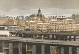 Stockholm motif by Svenolov Ehrén, Woodcut, sold Aug 2026