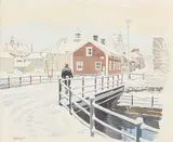 Cityscape by Leif Holmqvist, Watercolour, sold Aug 2026