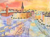 Stockholm motif by Christina Knall, Colour lithograph, sold Aug 2026