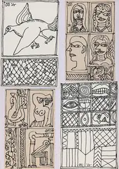 Untitled by Jogen Chowdhury, Pen on paper pasted on mount board, sold Dec 2024