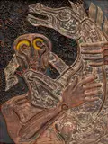 Untitled by Piraji Sagara, Mixed media on wood, sold Dec 2024