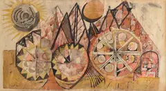 Three Wheels by Avinash Chandra, Coloured inks on paper, sold Dec 2024