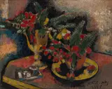 Two Flower Vases by P.T. Reddy, 1957, Oil on plywood, sold Dec 2024