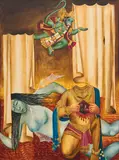 Girl Dreaming by Anjolie Ela Menon, Oil on Masonite, sold Dec 2024