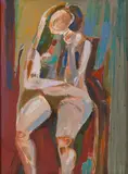 Figure Study by Jyoti Bhatt, 1964, Acrylic and gouache on paper pasted on board, offered Dec 2024