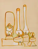 Lamps by Jyoti Bhatt, Ink, acrylic and watercolour on paper, sold Dec 2024