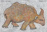 A ‘Prehistoric‘ Animal by Jogen Chowdhury, 2016, Ink and pastel on paper, sold Dec 2024
