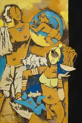 Untitled by M. F. Husain, Acrylic on canvas, sold Dec 2024