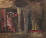 Untitled by Satish Gujral, Acrylic on jute pasted on cloth laid on board, sold Dec 2024