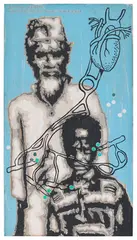 Pain Pleasure Pause Proceed (1) by Jitish Kallat, 2002, Oil on canvas, sold Dec 2024