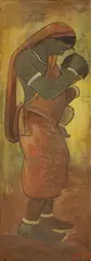 Untitled (Mother and Child) by Jamini Roy, Tempera on card, sold Sep 2024