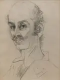Untitled (Self-Portrait) by Jehangir Sabavala, Pencil on paper, sold Sep 2024