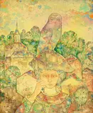 Anthé by Sakti Burman, 1987, Oil on canvas, sold Sep 2024