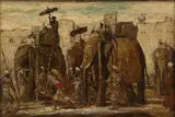 Olifanten (Elephants) by Marius Bauer, Oil on wood, sold Sep 2024