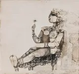 Untitled by Ganesh Pyne, Gouache and ink on cardboard, sold Sep 2024