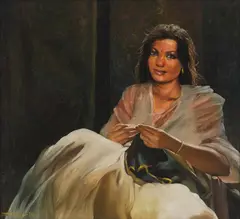 Night Bird by Bikash Bhattacharjee, Oil on canvas, sold Sep 2024