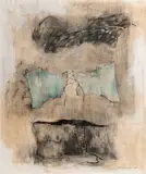 Untitled (Three Ways l) by Naiza Khan, 2007, Graphite, charcoal and watercolour on paper pasted on plywood, sold Oct 2024