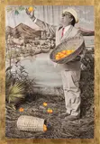 The Observationist in a Stolen Garden by Waswo X. Waswo, Hand-painted black and white photograph with gold border on paper pasted on mount board, sold Oct 2024