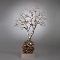 Untitled by Dhananjay Singh, Stainless steel wire and bronze, sold Oct 2024