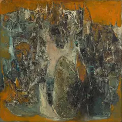 Untitled by Ghulam Rasool Santosh, Oil and encaustic on canvas, sold Jun 2024