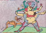 Untitled by Krishna Shamrao Kulkarni, Acrylic on paper, sold Jun 2024