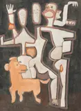 Untitled by Krishna Shamrao Kulkarni, Acrylic on paper pasted on mount board, sold Jun 2024
