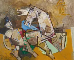 Untitled by M. F. Husain, Oil on canvas, sold Jun 2024