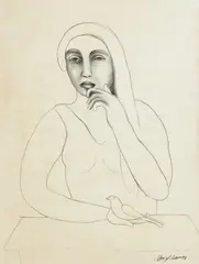 Untitled by Manjit Bawa, Charcoal on paper, sold Jun 2024