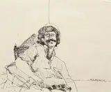 Self Portrait by K. Laxma Goud, Ink on paper, sold Jun 2024