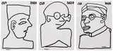 Untitled (Three Leaders) by Jogen Chowdhury, Ink on paper pasted on mount board, sold Jun 2024
