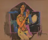 Untitled by M. F. Husain, Ink and pastel on paper, sold Jun 2024
