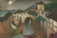 Moonlit Night by A. A. Raiba, 2005, Oil on jute, sold Jun 2024