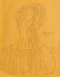 Untitled by F. N. Souza, 1973, Pen on paper pasted on mount board, sold Jun 2024