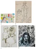 Srimati's Exhibition in London by F. N. Souza, 1997, Gouache, felt tip pen and pen on card, sold Jun 2024